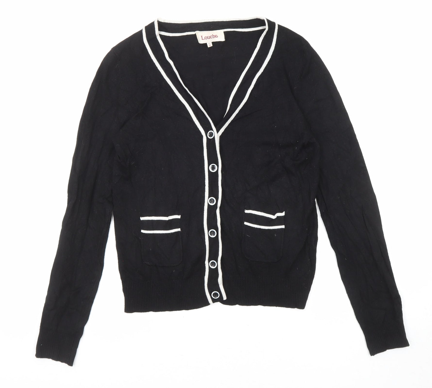 Womens UK Size 12 Louche Black Cardigan Jumper