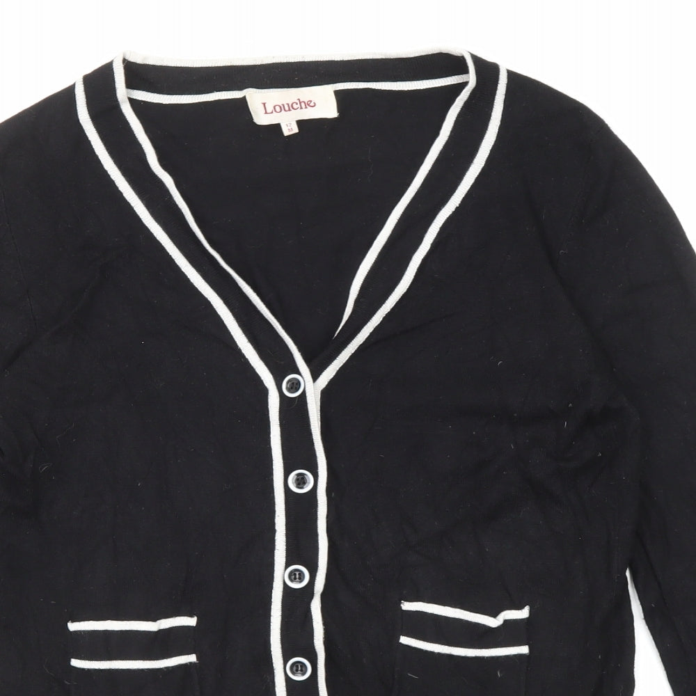 Womens UK Size 12 Louche Black Cardigan Jumper