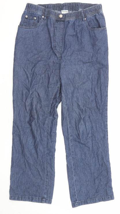 Damart Womens Blue Cotton Tapered Jeans Size 12 L26 in Regular