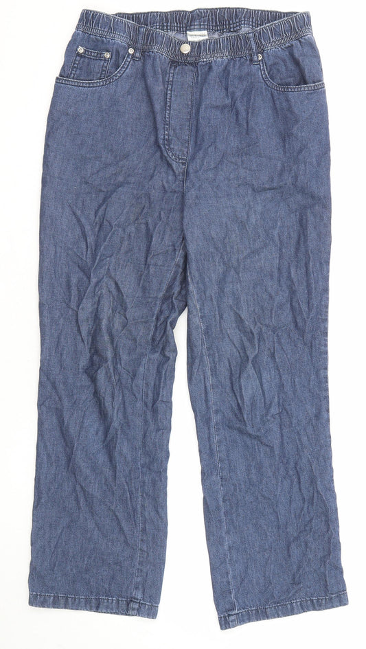 Damart Womens Blue Cotton Tapered Jeans Size 12 L26 in Regular