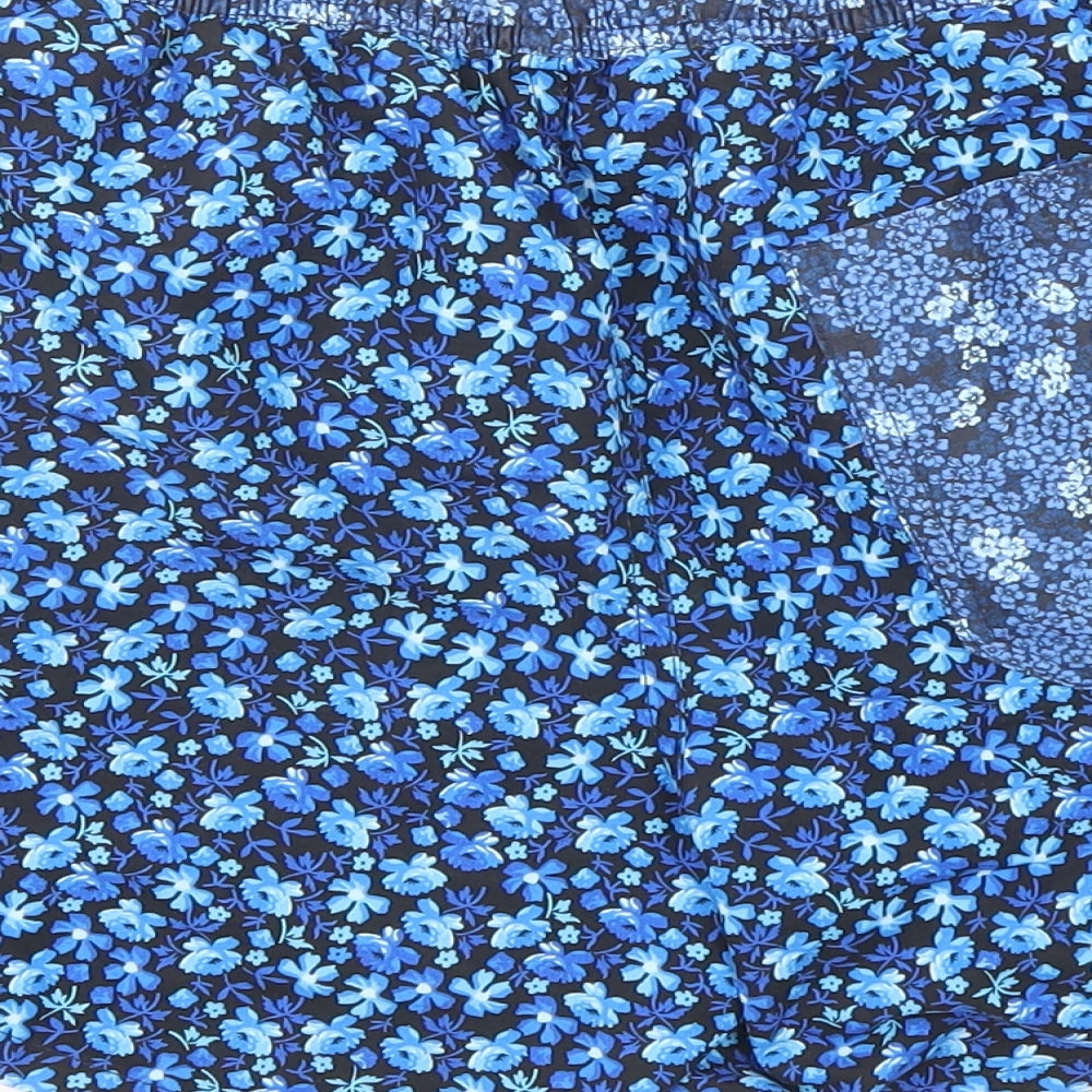 Topman Mens Blue Floral Polyester Sweat Shorts Size S Regular