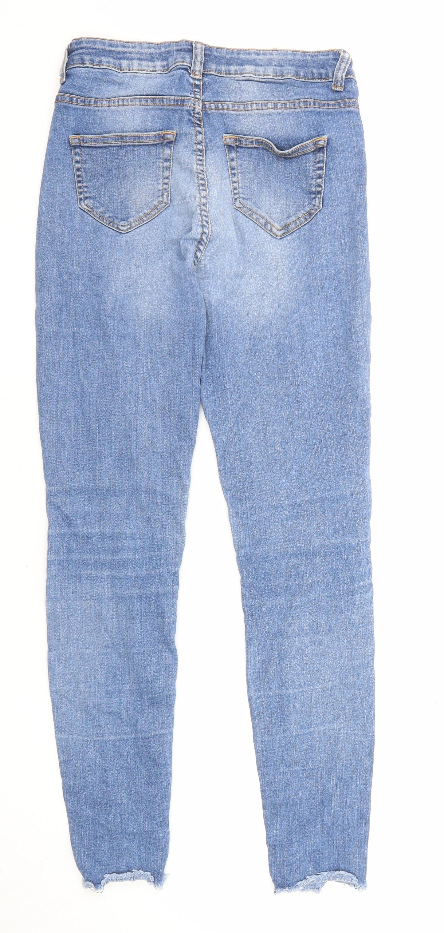 Maison Cinqcent Womens Blue Cotton Skinny Jeans Size 10 L27 in Regular Zip - Raw Hem