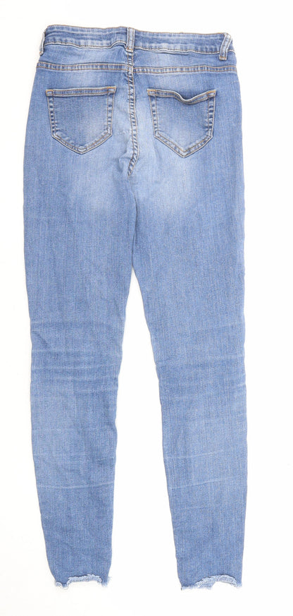 Maison Cinqcent Womens Blue Cotton Skinny Jeans Size 10 L27 in Regular Zip - Raw Hem