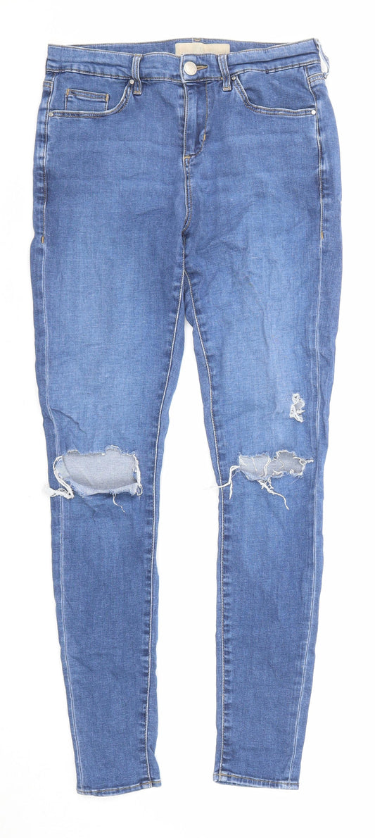 Topshop Womens Blue Cotton Skinny Jeans Size 28 in L32 in Regular Zip