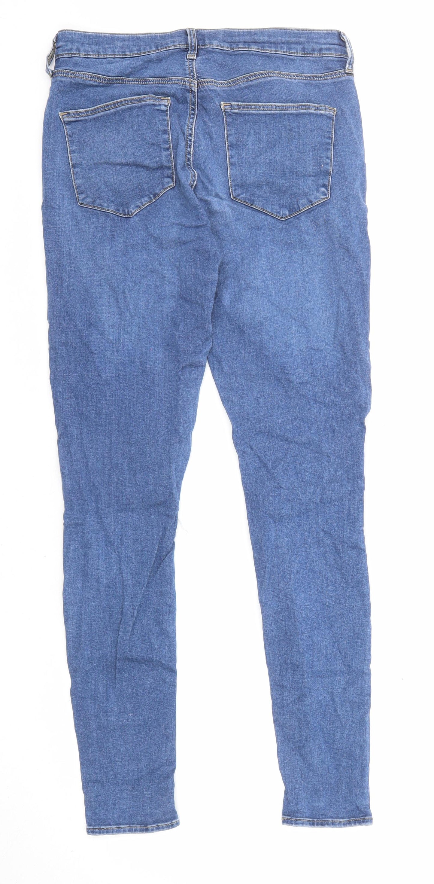 Topshop Womens Blue Cotton Skinny Jeans Size 28 in L32 in Regular Zip