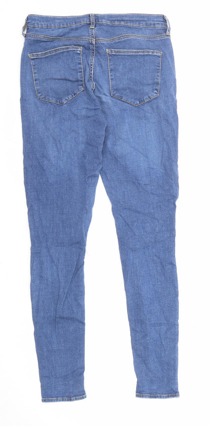 Topshop Womens Blue Cotton Skinny Jeans Size 28 in L32 in Regular Zip