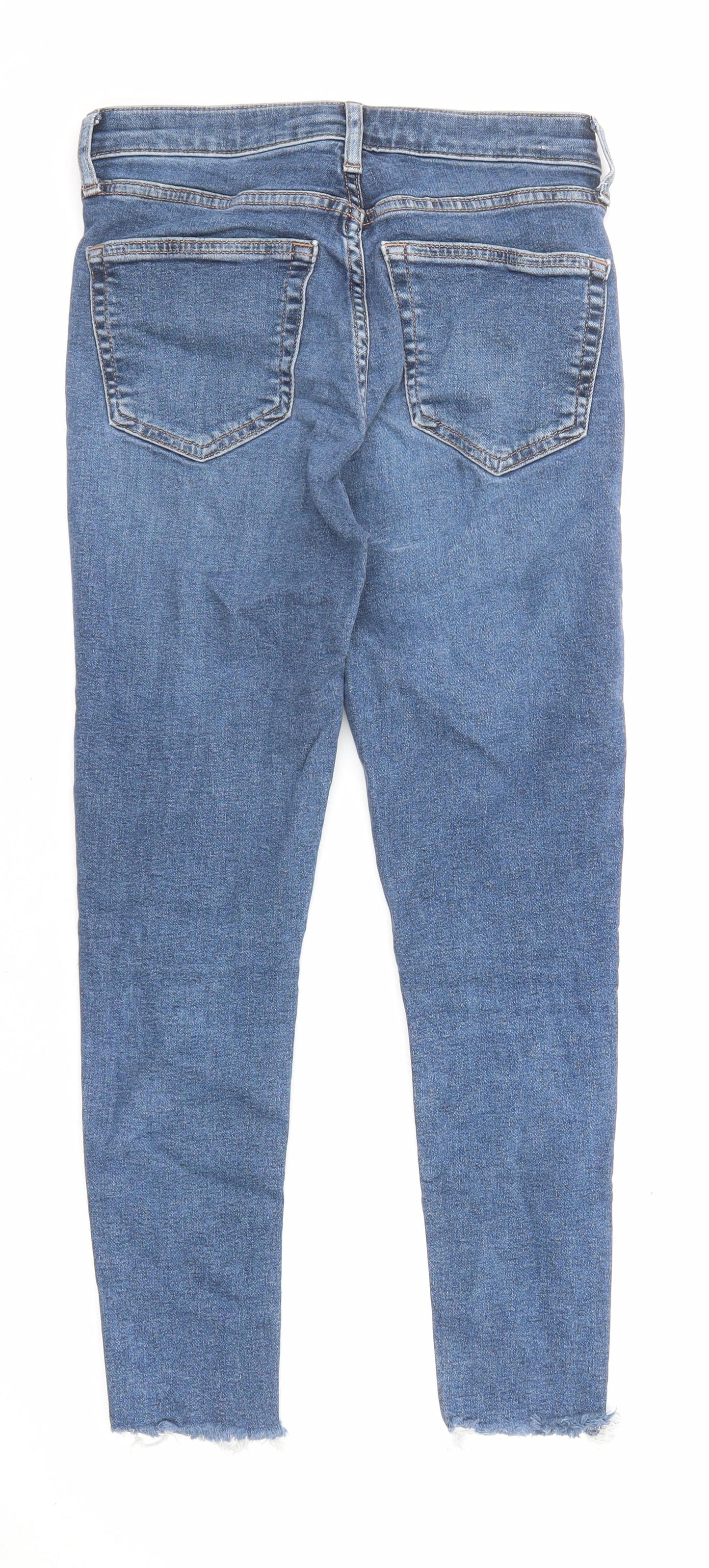 Topshop Womens Blue Cotton Straight Jeans Size 28 in L30 in Regular Zip