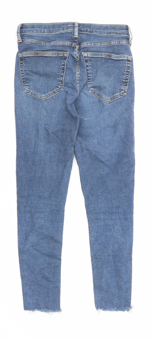 Topshop Womens Blue Cotton Straight Jeans Size 28 in L30 in Regular Zip