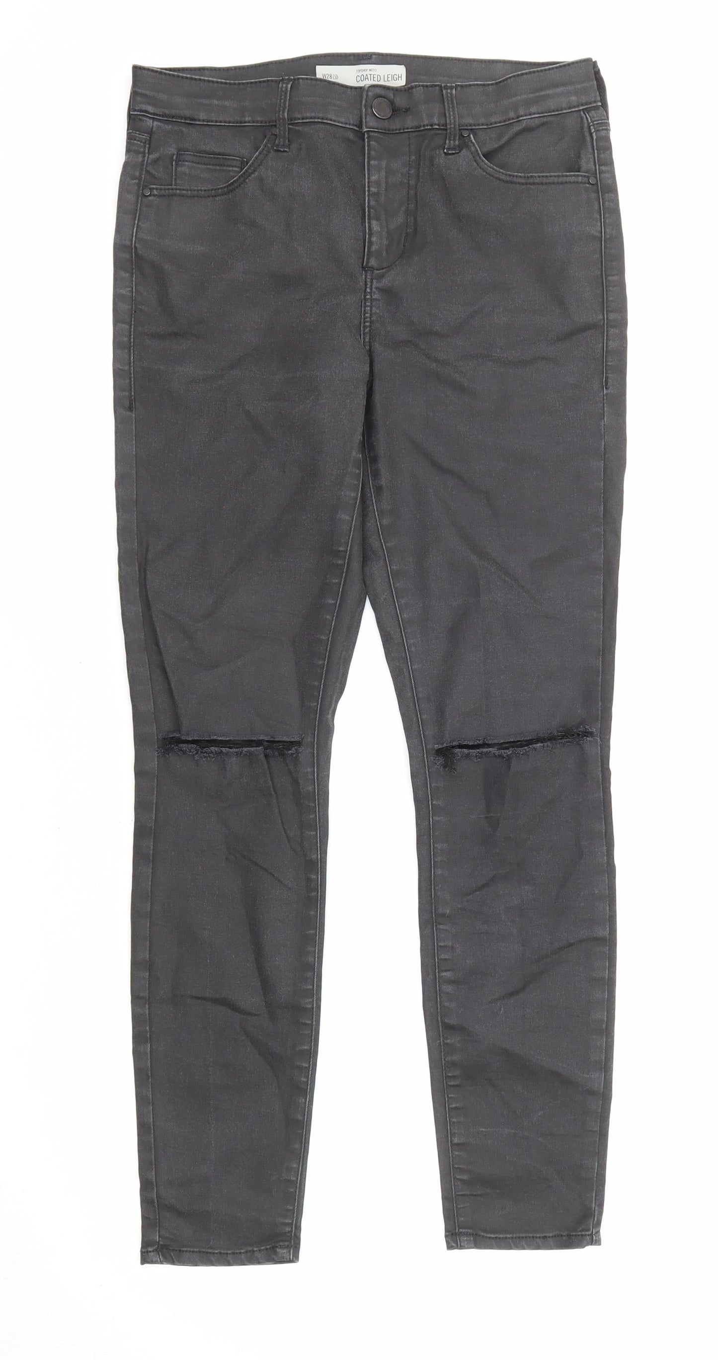 Topshop Womens Black Cotton Skinny Jeans Size 28 in L30 in Regular Zip