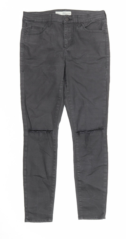 Topshop Womens Black Cotton Skinny Jeans Size 28 in L30 in Regular Zip
