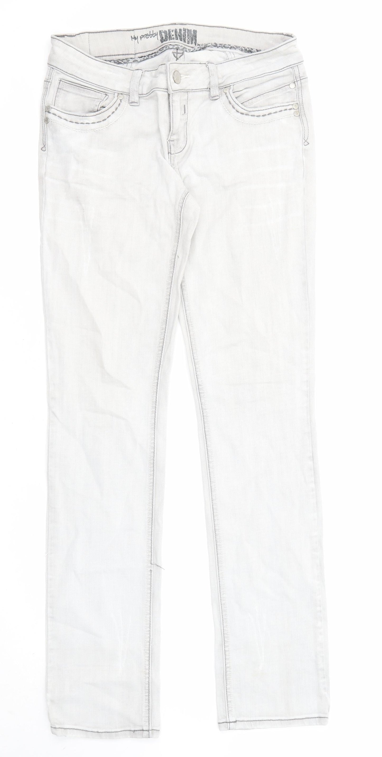Cache Cache Womens Grey Cotton Straight Jeans Size 30 in L31 in Regular Zip