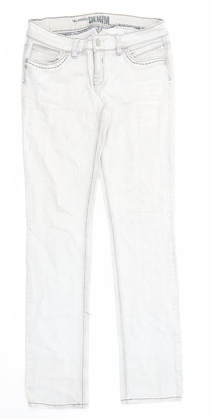 Cache Cache Womens Grey Cotton Straight Jeans Size 30 in L31 in Regular Zip