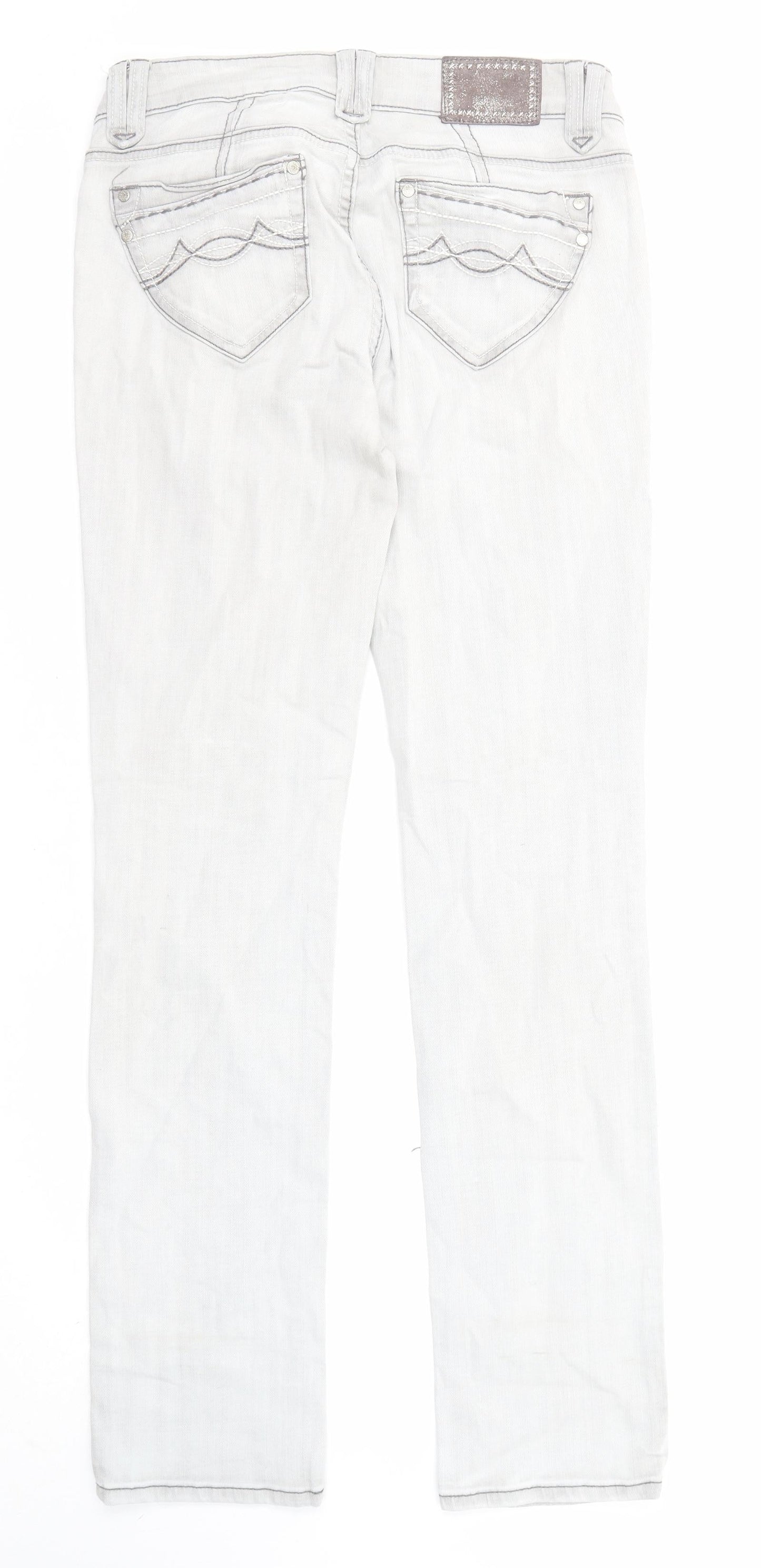 Cache Cache Womens Grey Cotton Straight Jeans Size 30 in L31 in Regular Zip