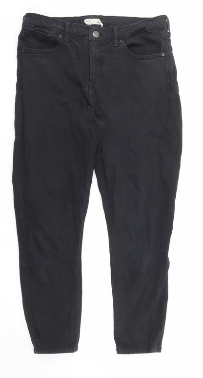 Topshop Womens Black Cotton Straight Jeans Size 32 in L30 in Regular Zip