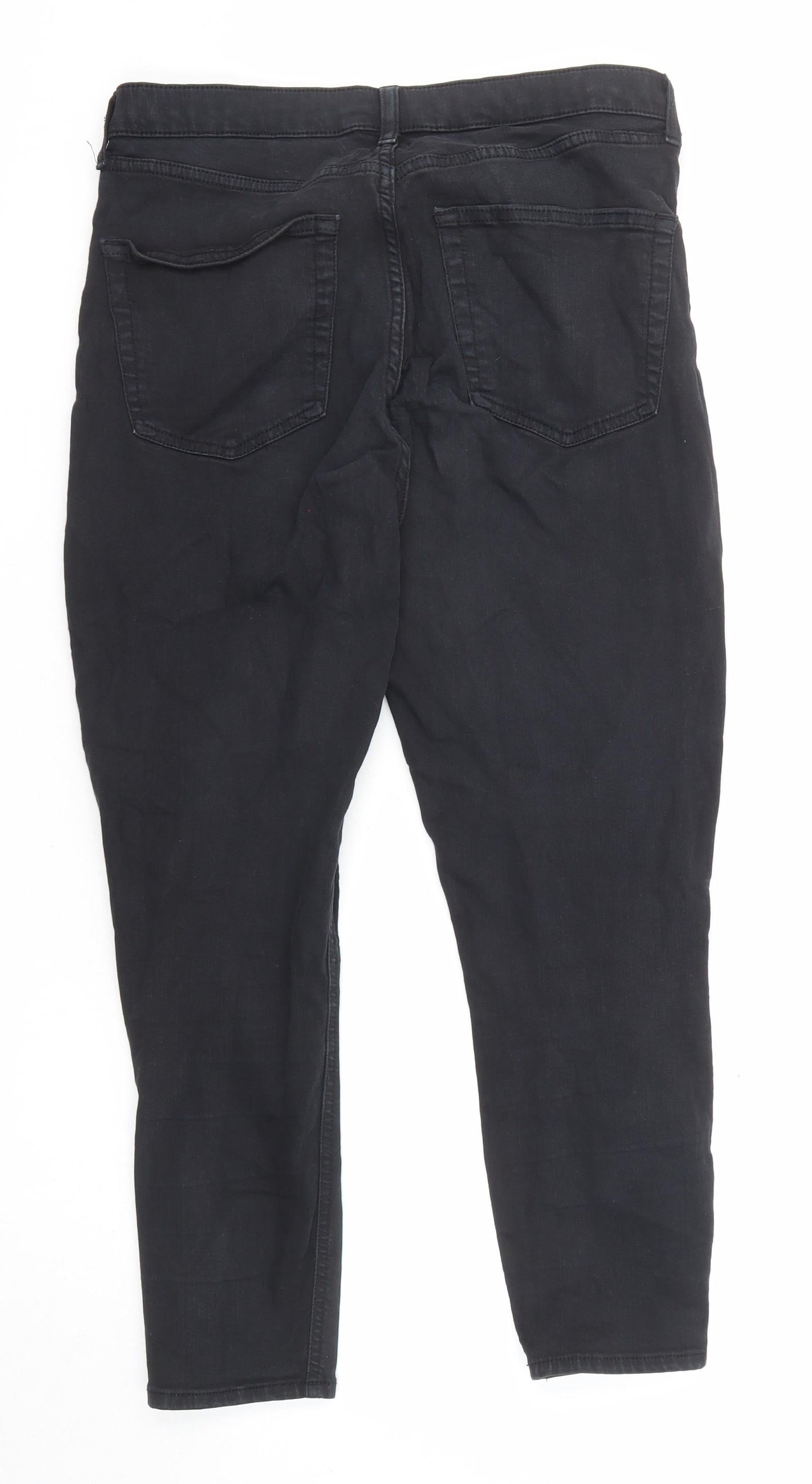 Topshop Womens Black Cotton Straight Jeans Size 32 in L30 in Regular Zip