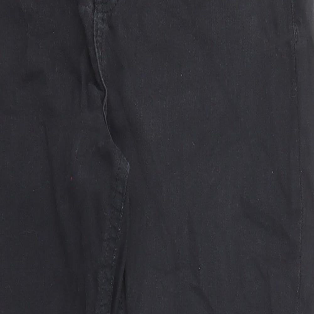 Topshop Womens Black Cotton Straight Jeans Size 32 in L30 in Regular Zip