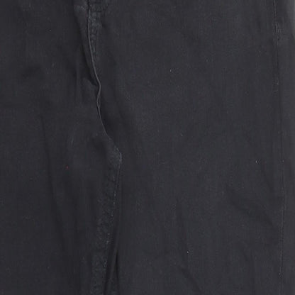Topshop Womens Black Cotton Straight Jeans Size 32 in L30 in Regular Zip