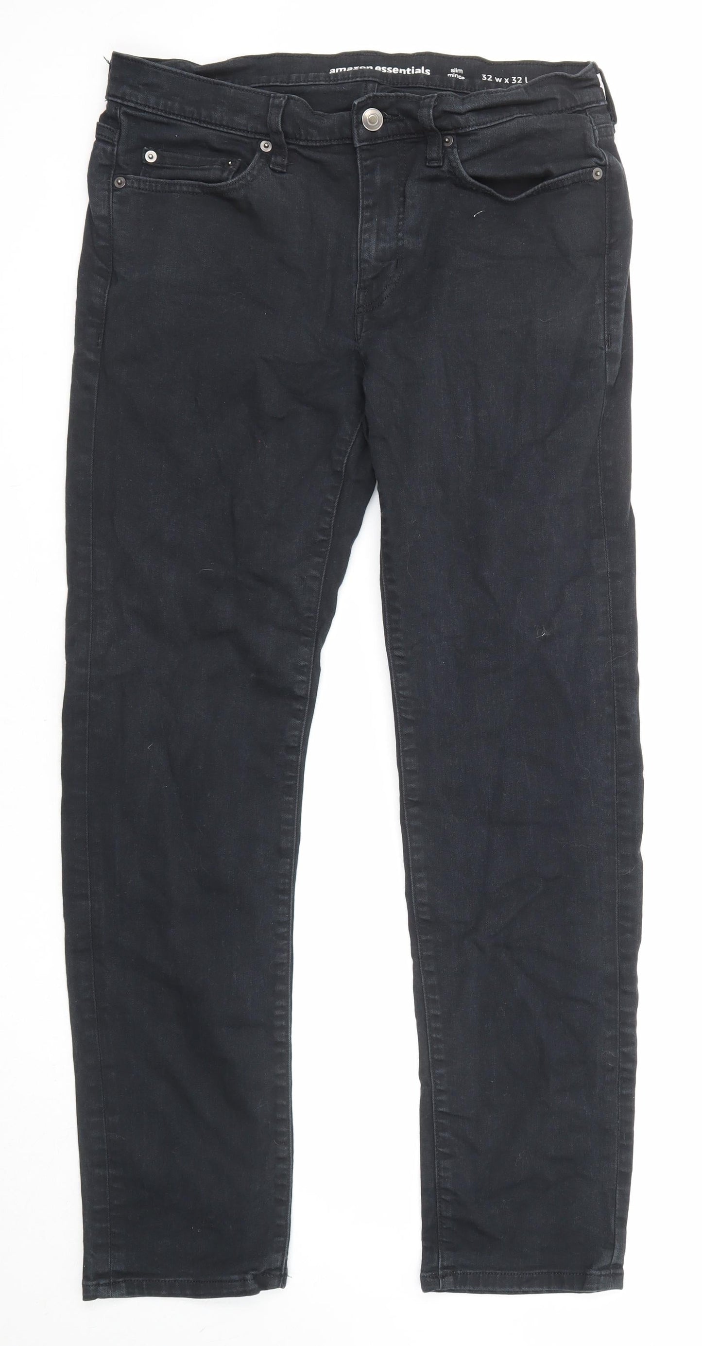 Amazon Mens Black Cotton Straight Jeans Size 32 in L32 in Regular Zip
