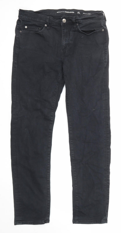 Amazon Mens Black Cotton Straight Jeans Size 32 in L32 in Regular Zip