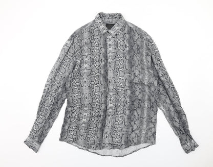 Womens UK Size M Zara Grey Basic Button-Up