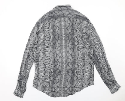 Womens UK Size M Zara Grey Basic Button-Up