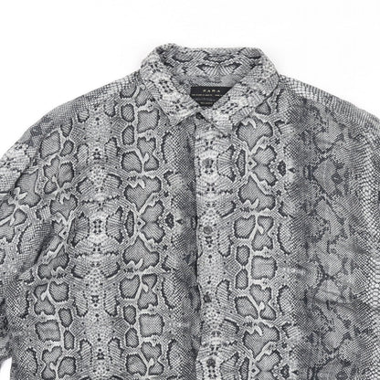 Womens UK Size M Zara Grey Basic Button-Up