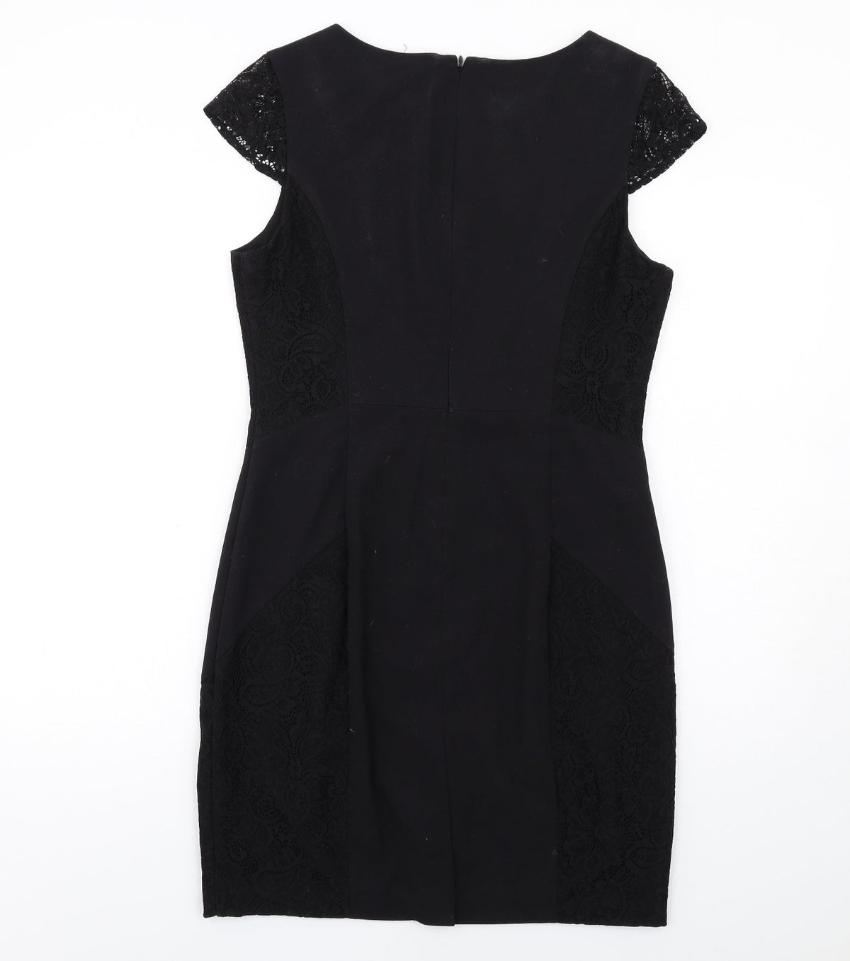 TOKITO Womens Black Polyester Shift Size 12 Round Neck Zip