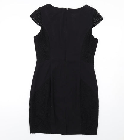 TOKITO Womens Black Polyester Shift Size 12 Round Neck Zip