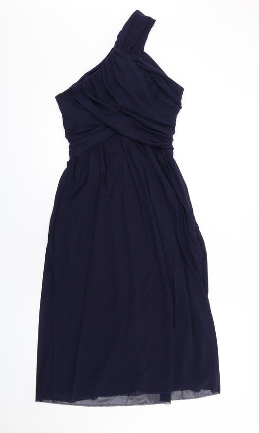 ASOS Womens Blue Polyester Fit & Flare Size 10 One Shoulder Zip