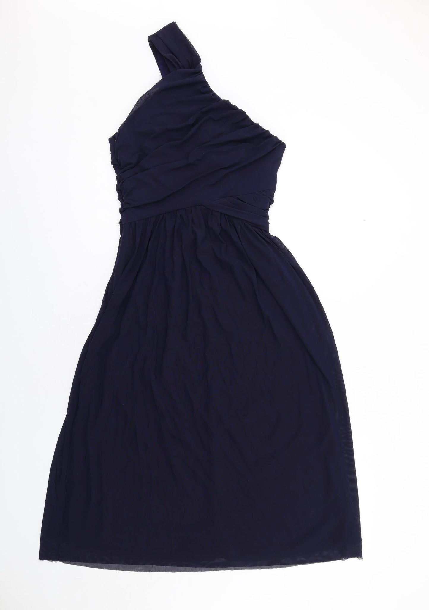 ASOS Womens Blue Polyester Fit & Flare Size 10 One Shoulder Zip