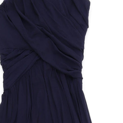 ASOS Womens Blue Polyester Fit & Flare Size 10 One Shoulder Zip