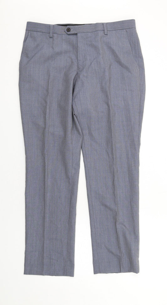 Womens UK Size 34 NEXT Regular Fit Dress Pants Blue Trousers
