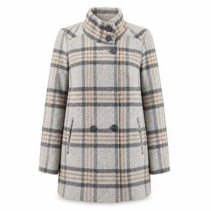 Next Womens Grey Plaid Jacket Coat Size 8 Button