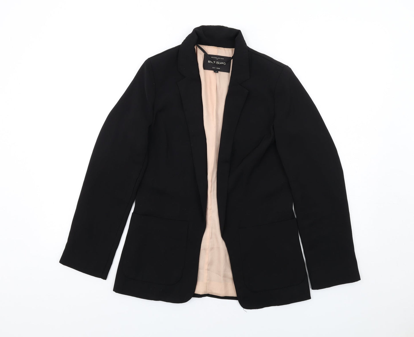 River Island Womens Black Polyester Jacket Blazer Size 8