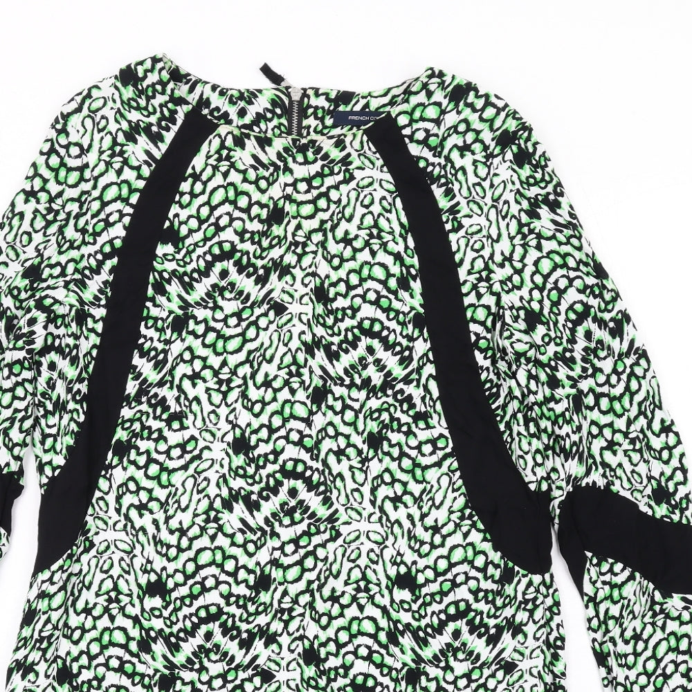 French Connection Womens Multicoloured Geometric Viscose A-Line Size 10 Boat Neck Zip