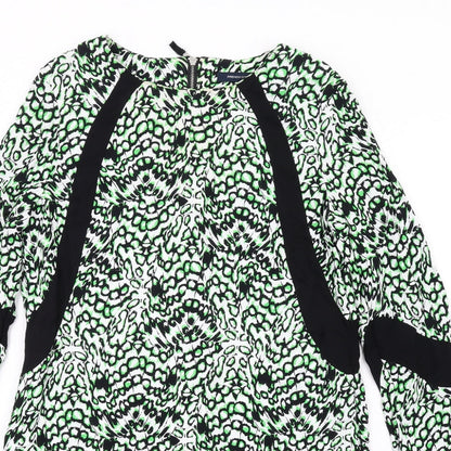 French Connection Womens Multicoloured Geometric Viscose A-Line Size 10 Boat Neck Zip