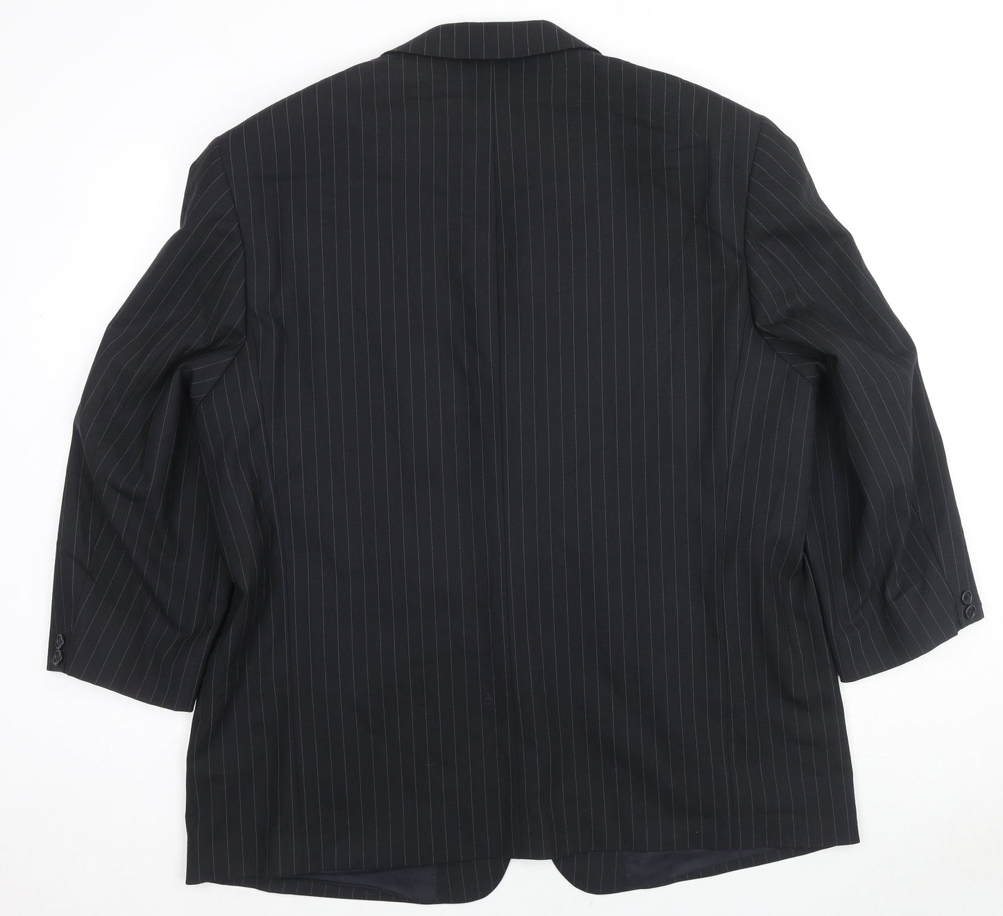 Smithy Mens Black Striped Wool Jacket Suit Jacket Size 48 Regular