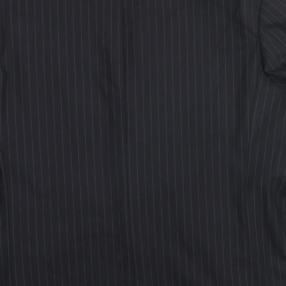 Smithy Mens Black Striped Wool Jacket Suit Jacket Size 48 Regular
