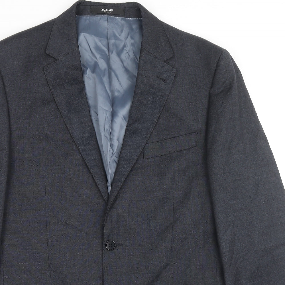 Balmain Mens Grey Wool Jacket Suit Jacket Size 40 Regular