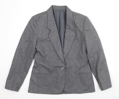 St Michael Womens Grey Wool Jacket Blazer Size 12