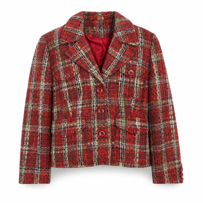 Just B Womens Red Geometric Jacket Size 16 Button