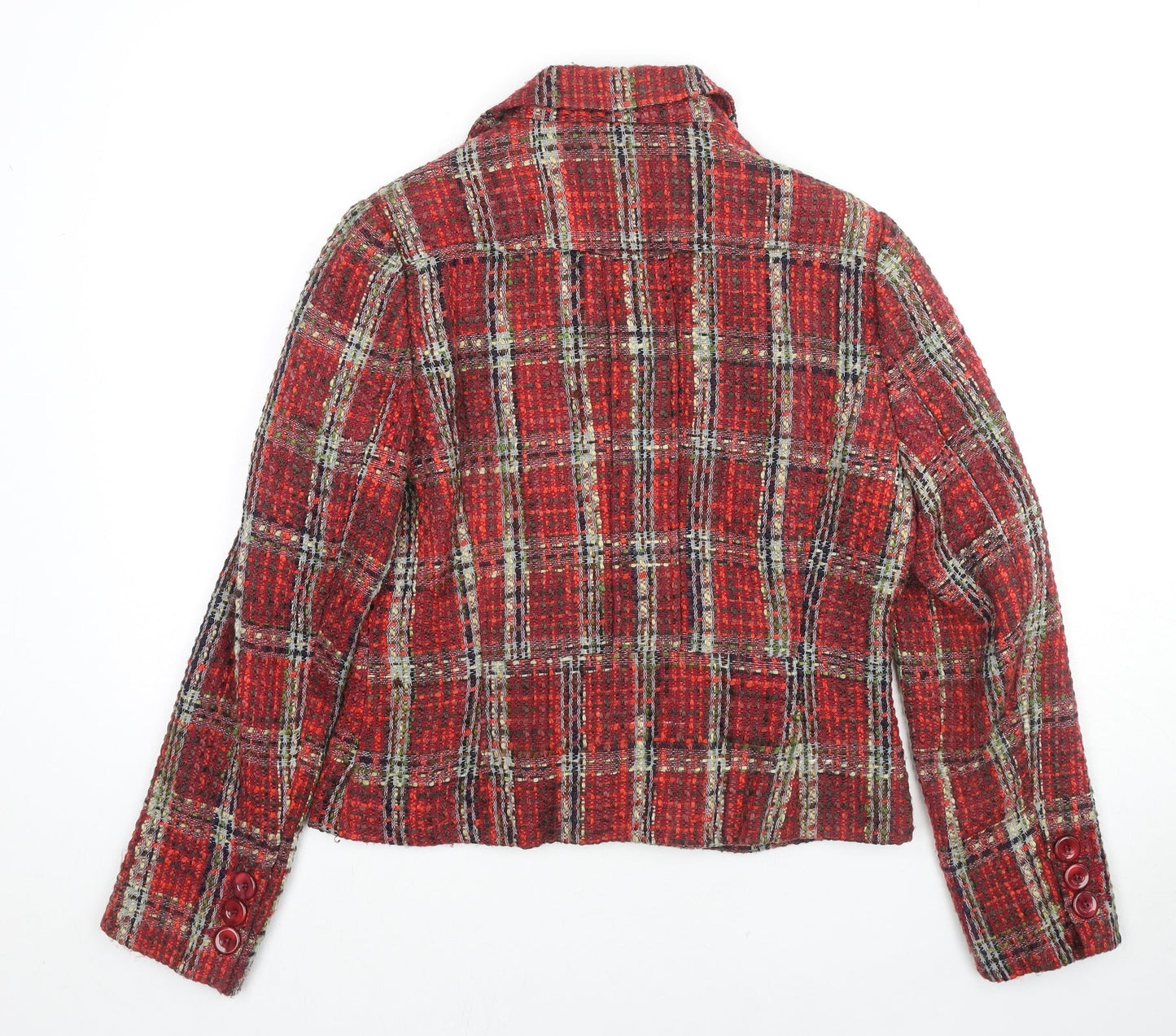 Just B Womens Red Geometric Jacket Size 16 Button