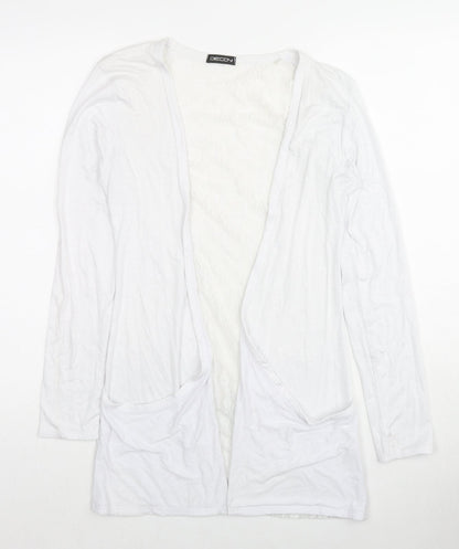 Decoy Womens White V-Neck Viscose Cardigan Jumper Size S - Size S-M