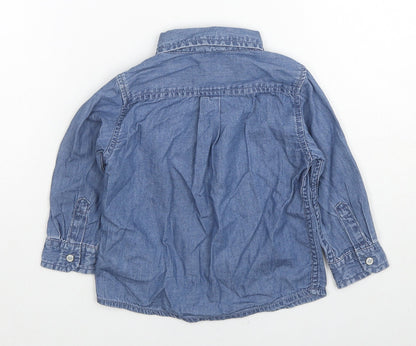 Chicco Girls Blue Cotton Basic Button-Up Size 12-18 Months Collared Snap
