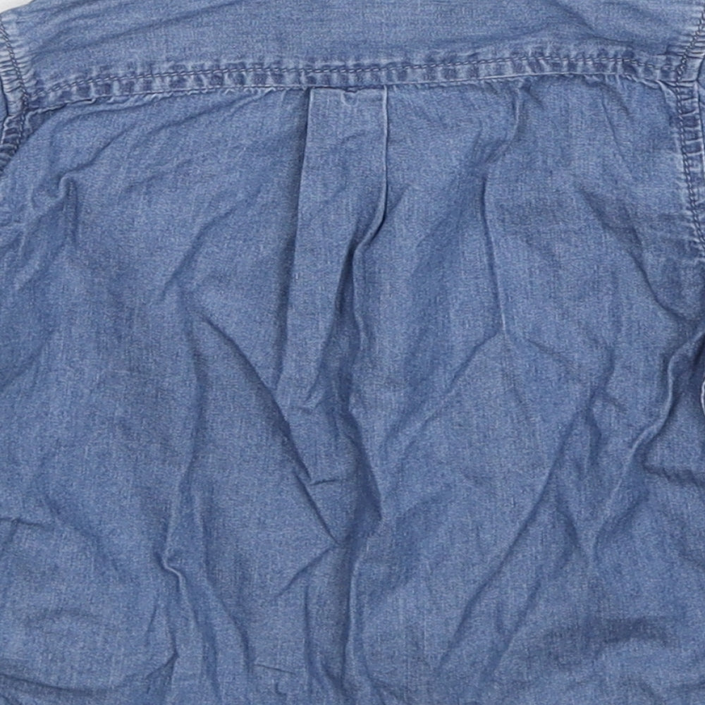 Chicco Girls Blue Cotton Basic Button-Up Size 12-18 Months Collared Snap