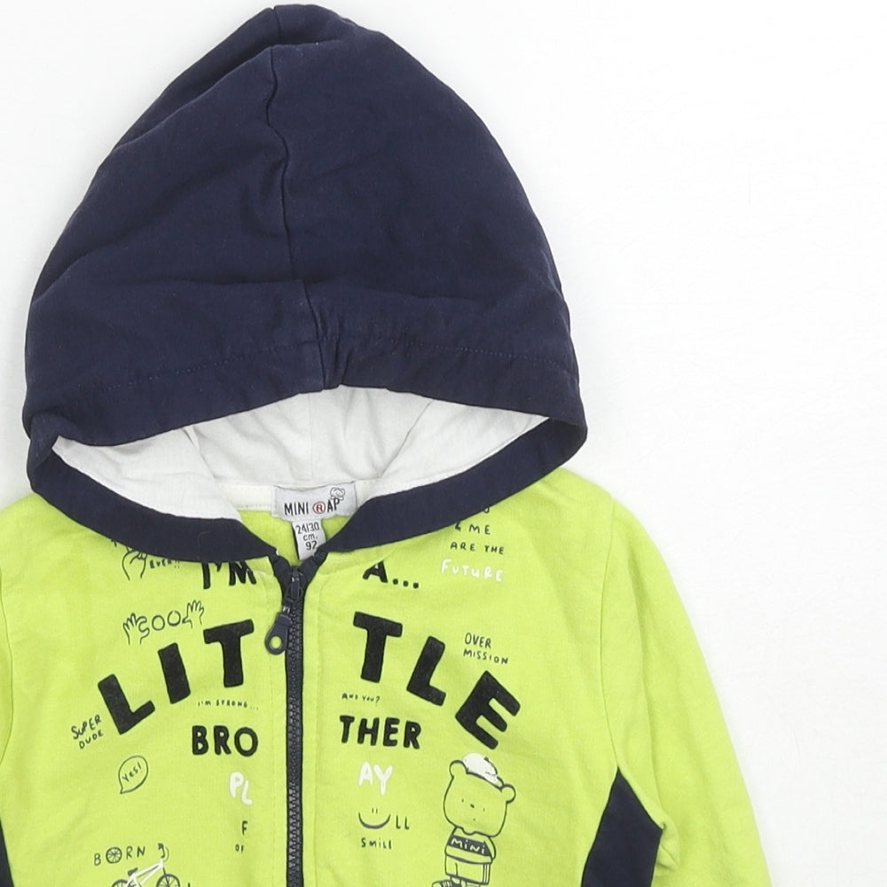 Mini Rap Boys Multicoloured Cotton Full Zip Hoodie Size 2-3 Years Zip