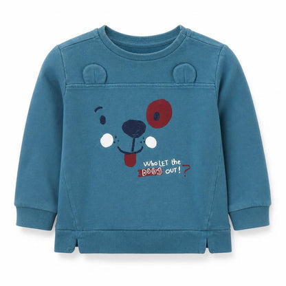 Fagottino Boys Blue Cotton Pullover Sweatshirt Size 2-3 Years Snap - Dog
