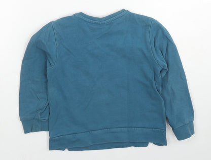 Fagottino Boys Blue Cotton Pullover Sweatshirt Size 2-3 Years Snap - Dog