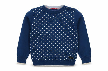 Primigi Boys Blue Crew Neck Polka Dot Cotton Pullover Jumper Size 2 Years Pullover