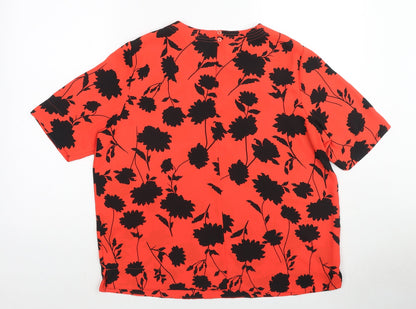Womens UK Size 14 Marks and Spencer Red Jersey T-Shirt